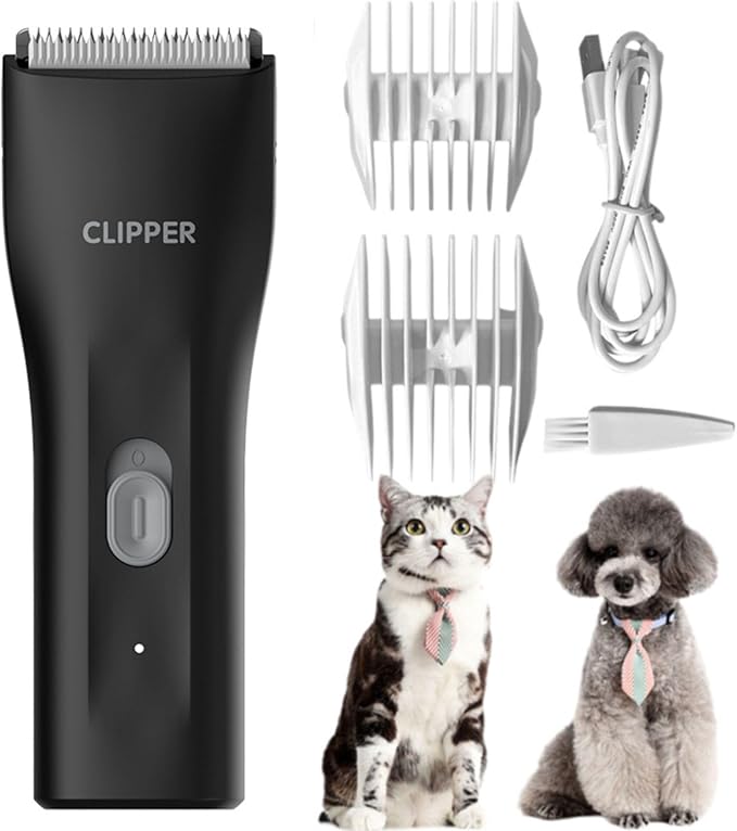 Dog Grooming Kit Clipper for Thick Coat | Low Noise, Cordless Cat Hair Trimmer, Rechargeable Shaver Pet Grooming Tools