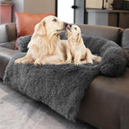 Calming Dogs/Cats Bed Mats, Dog Pad Washable Removable Couch Cover, Plush Long Fur Mat for Pets, Waterproof Lining, Perfect for Small, Medium and Large Dogs and Cats (Dark Gray, 41"x37")