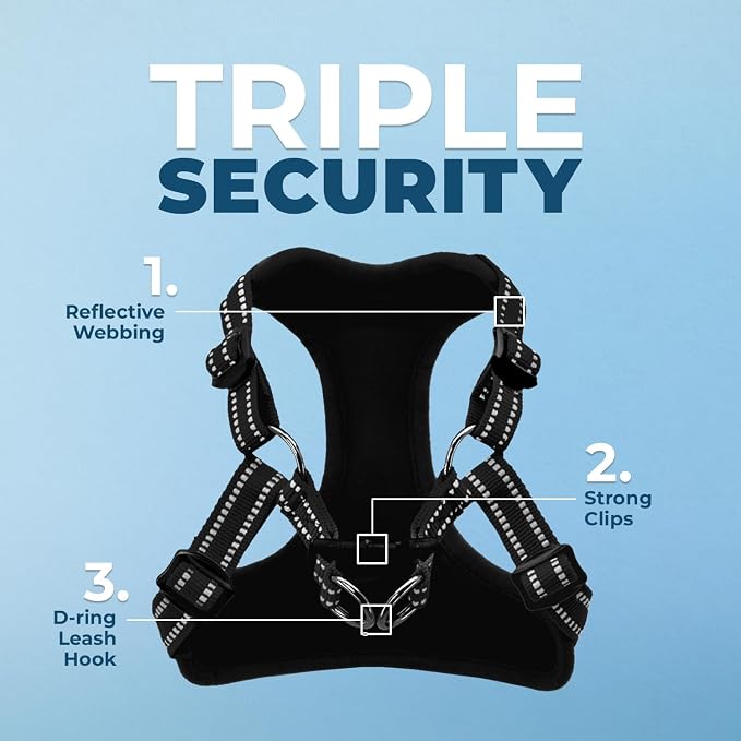 Voyager Step-in Flex Adjustable Dog Harness - Black, Large | 20 - 25" in Chest, Fully Adjustable, Reflective Bands, All Weather Breathable Air Mesh, Lightweight, Fast Drying