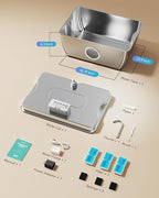 HINTON Stainless Steel Dog Water Fountain for Large Dogs, 12L, 3 Filters | Viewing Window, LED Water Level Indicator, Super Quiet Pump, Easy to Clean, BPA-Free