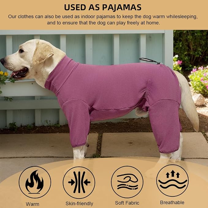 Dog Pyjamas PJS Sweater Clothes and Home Clothing Suitable for Medium to Large Breeds of Dogs, Dog Neutering Suits, Extra-Large Stretch Fabric, Four-Legged Clothes(Thickened Red, 5XL)
