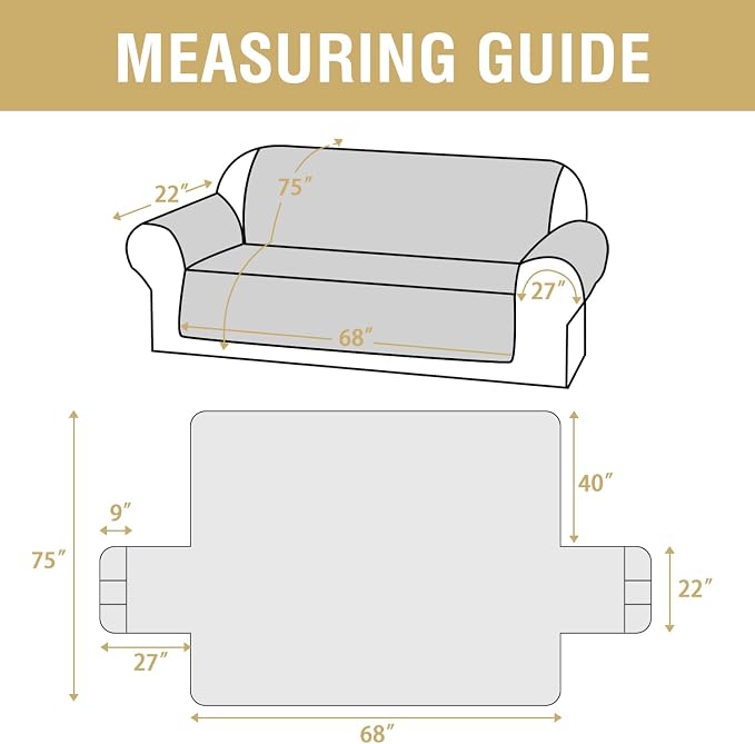 H.VERSAILTEX 100% Waterproof Couch Covers for Dogs Modern Sofa Slipcovers with Elastic Straps Thick Soft Couch Protector from Cat Claws(Sofa, Terracotta/Beige)