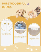 Hzuaneri Cat Litter Box Enclosure,Hidden Litter Box Furniture with Storage | Large Wooden Cabinet with Sisal Mat, Modern Cat Washroom for Living Room, Bedroom, Entryway, White and Gold CB84903A