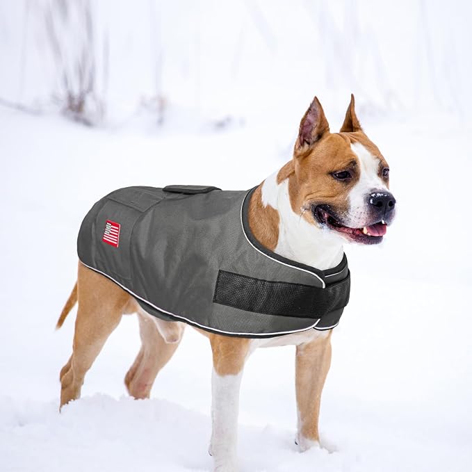 BEAUTYZOO Dog Winter Coat for Medium Dogs Waterproof, Warm Reflective Great Dane Oxford Canvas Jacket, Fleece Dog Cold Weather Coats Windproof for Female Male Dogs, Grey M