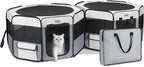 Lekereise 2-in-1 Large Cat Playpen, 65" * 19.7"in Portable Pet Playpen, Dog Playpen Indoor Outdoor for Cats, Puppies, Detachable into 2 Separate Playpens, with a Carry Bag