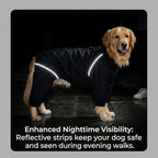 Dog Raincoat for Medium Large Dogs,rain Jacket Coat, Full Leg Coverage Waterproof Rain Suit with Detachable Hood & Tail, Reflective Strips，Labrador Retriever (Black for Boy, X-Small)