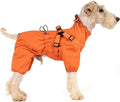 Mile High Life Waterproof Dog Raincoat, Full Coverage Small Dog Rain Coat with Harness, Adjustable 4 Legs Puppy Rain Jacket with Reflective Strip and Elastic Cuffs (Orange, L Back Length 16.1")