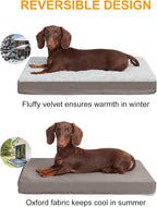 KSIIA Orthopedic Dog Bed for Small Dogs with Waterproof Lining, Grey, 21x13 | Deluxe Soft Plush Dog Crate Bed, Washable Pet Mat with Removable Cover & Egg Crate Foam for Small Dogs Sleeping & Relaxing