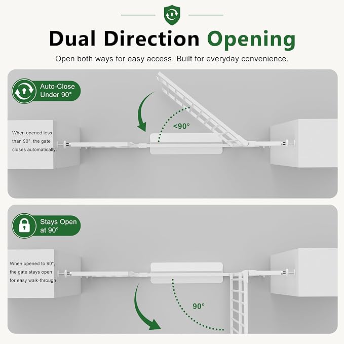 Floisdace 63" Extra Tall Pet Gate for Cat/Dog, Adjustable 29.9-41.3" Wide Auto Close Tall Cat Gate, No Drilling Pressure Mount Kit, Dog Gate for Doorways, Hallways, Kitchen, White