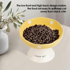 Ceramic Elevated Cat Bowls, Tilted Raised Pet Dish Anti Vomit Kitten Bowl for Indoor Cats, Whisker Friendly Pet Food and Water Bowl for Kitten, Cat, Puppies, Dishwasher Safe (Yellow) | Elevated, Ceramic, Whisker Friendly, Wide Opening, Anti Vomitin,Cut...