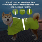 Dog Raincoat Waterproof Poncho Apparel for Small to Medium Sized Dogs, Pet Jacket with Reflective Strips, Polyester and TPU Material, Fluor-Yellow, 3XL