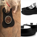 AsFrost Dog Food Bowls Stainless Steel Dog Bowls with No Spill Non-Skid Silicone Mat, Dog Food and Water Bowl Set, Dog Dishes for Small Medium Large Sized Dogs Pet Food Feeding Bowls, 4 Cup, Black