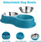 Epetslove Stainless Steel Dog Bowls Double Non-Slip Dog Water and Food Bowl | Pet Feeder Bowls, Dog Dishes, Raised Feeding Design, Double Bowls Set, For Puppies, Medium Dogs and Cats, Outdoor / Indoor