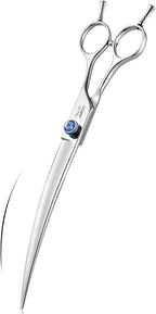 JASON Curved Dog Grooming Scissors - 8" Cats Trimming Shears Right Handed | Ergonomic Pets Shear with Offset Handle and a Jewelled Screw for Right Handed Groomers Long Sharp Comfortable, Gift