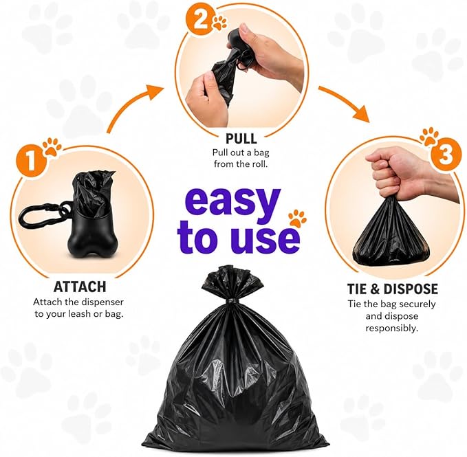 Dog Poop Black Bags with Dispenser (700 Bags) doggy poop bags Pickup Bag 35 Refill Rolls Dog Waste Bags Cat Litter & Poop Bags (35 Rolls, Uscented)