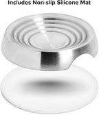 CatGuru Cat Bowls, Whisker Friendly Food Bowl for Indoor Cats, Reliefs Whisker Fatigue, Wide Kitten Dish, Non Slip Pet Dishes, Shallow Pet Plates (Stainless Steel, (Pack of 2))