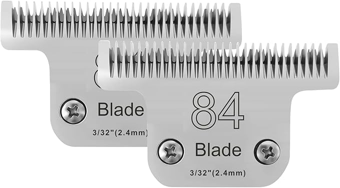 2PCS T84 Blade Dog Grooming Blades Compatible with Andis Dog Clipper | Dog Clipper Blades Compatible with Wahl KM-10 Series Clippers, Oster A5,Size-T-84 3/32-Inch Cut Length