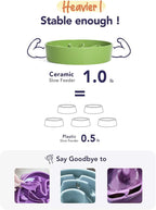 LE TAUCI Ceramic Slow Feeder Dog Bowls Small Breed, 0.6 Cups Dog Food Dish for Fast Eaters, Puzzle Bowl for Small Dogs and Cats,Clover Green