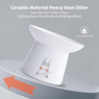 6.5 Inch Ceramic Raised Cat Bowls, Extra Wide Elevated Cat Food Water Bowl | Prevent Neck, Whisker Fatigue, Anti Vomit, for Elder Big Cats & Small Dogs, Dishwasher and Microwave Safe, White