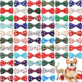 Sanwuta 60 Pieces Christmas Collar Dog Bow Ties Bulk Christmas Pet Bows Collar Attachment with Elastic Bands Holiday Dog Cat Collar Accessories by Sanwuta