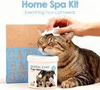 Mooncat Waterless Cat Shampoo & Grooming Kit - Dry Shampoo Foam, Soft Brush, Paw Balm, Dental Finger Wipes & Chin Cleaner - Lick Safe No Rinse Bath, Breath & Skin Care Essentials for Cats & Kittens