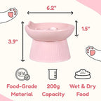 Unbreakable Raised Slow Feeder Bowl for Cats and Small Dogs, Elevated Cat Bowls, Detachable Slow Feede Bowl, Heavy Weighted, Non-Slip Feeder, Dry & Wet Food, Whisker Friendly (Pink; 6.2'')