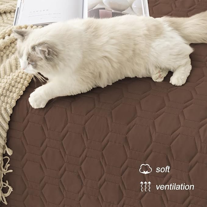 Tcksstex Waterproof and Anti-Slip Dog Bed Cover and Pet Blanket Sofa Pet Bed Mat ，car Incontinence Mattress Protectors Furniture Couch Cover for Most Cats Dogs, Pets（52x82-Chocolate）