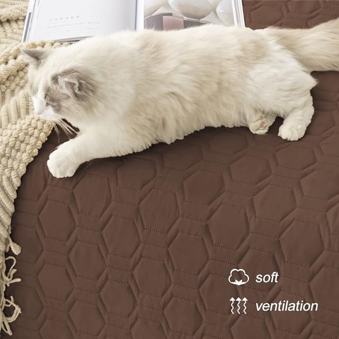 Tcksstex Waterproof and Anti-Slip Dog Bed Cover and Pet Blanket Sofa Pet Bed Mat ，car Incontinence Mattress Protectors Furniture Couch Cover for Most Cats Dogs, Pets（82x102-Chocolate）