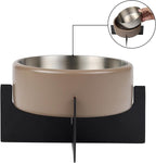 Ripple Ridge 16oz (2 Cups) Small/Medium Slanted Pet Feeder with Weighted Concrete Base and Removable Stainless Steel Bowl, Non-Slip Dishwasher Safe for Dogs, Cats, Pink DBL3001A