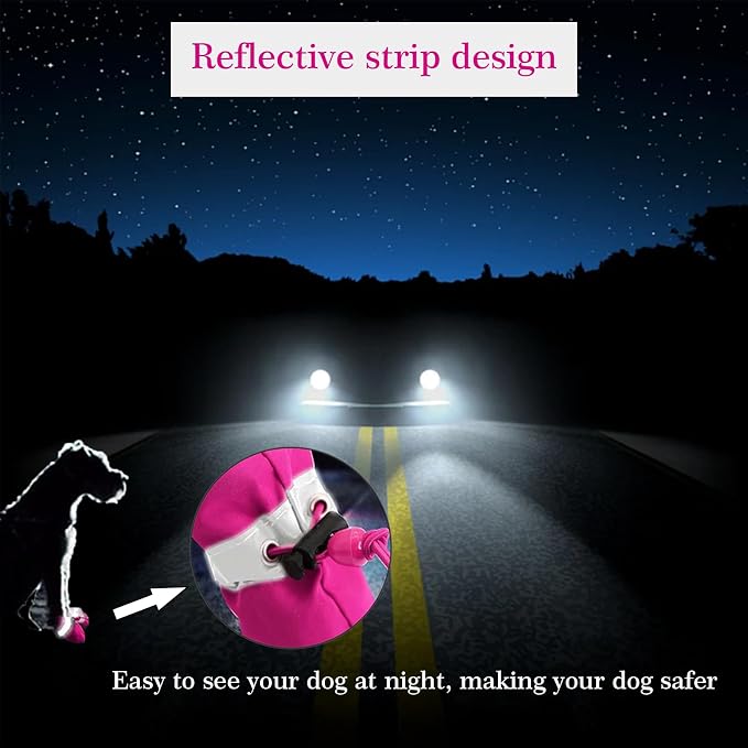 Dog Boots for Small Medium Large Dogs with Reflective Strap, Anti-Slip Dog Shoes for Hot Pavement, Dog Booties and Paw Protectors for Cat Pet Doggie Hiking Hardwood Indoor Outdoor (Pink 3)