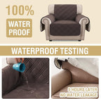 H.VERSAILTEX 100% Waterproof Arm Chair Covers Modern Sofa Chair Covers for Pets Stay in Place Furniture Protector with Elastic Straps(Chair,Chocolate/Beige)