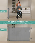 Miumoon 71 inch Reinforced Retractable Baby Gates 42 inch Tall | Retractable Dog Gate with No Crawl Through Reinforced Strip, 6 FT Retractable Gate for Stairs,Doorways,Hallway,Indoor/Outdoor