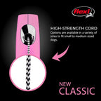 FLEXI® Classic Cord Retractable Dog Leash, Medium, 16 ft - Pink | German engineered, original flexi leash, durable quality for dogs up to 44 lbs, tangle-free, walking, reliable brake system