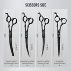 Purple Dragon Dog Grooming Scissors Set - Curved Chunkers | Stainless Steel, 7 Inch Black Shears, with Adjustable Screw, for Dogs and Cats