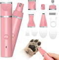 Veeconn 4 in 1 Dog Clippers Grooming Kit with Paw Hair Trimmer for Cat Pet | Low Noise, 7500RPM Powerful, IPX7 Waterproof, Safe & Easy for Beginners, 4 Guide Combs, Cordless Dog Nail Grinder (Pink)