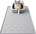 Garoopion Silicone Cat Litter Mat 34×22 inch, Easy to Clean, Gray | Waterproof Silicone Mat with Raised Edges, Catch Litter, Protect Floor from Urine, Multi-Use for Dog/Sink/Kitchen/Boots