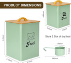 Cat Food Storage Container with Scoop, 2PCS Cat Food Storage Container with Lids Airtight, Cat Treat Jars for Kitchen Counter-7+3Lbs, Cat Cookie Jar for Storage,Saga Green