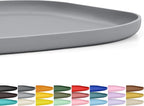 SMILOOL Small Silicone Pet Food Mat with Raised Edge for Food and Water Bowl, Square Dog Feeding Mats, Cat Food Trays for Floor Waterproof, Rubber Tray for Dogs and Cats, 12 x 12 x 0.7 Light Gray