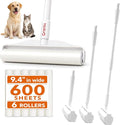 Large Lint Roller Pet Hair Remover, Long Handle Floor Roller, 6 Refills 600 Sheets | Switch from 8.7 in handheld control to 47.2 in reach for carpets, couches, cars, and narrow spaces under beds and sofas.