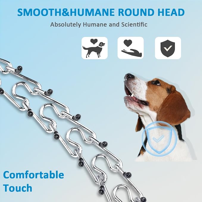Prong Collar for Dogs, Dog Training Collar for Small Medium Large Dogs | Dog Pinch Collar, Adjustable Size, No Pull, Quick Release Buckle, Hook 360° Swivel, High Quality, Extra Link and Rubber Cap