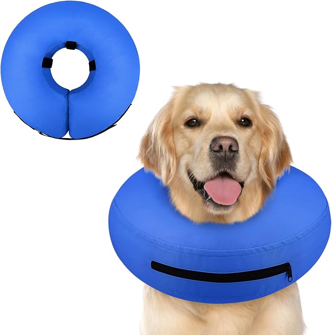 Supet Inflatable Dog Cone for Dogs to Stop Licking, Dog Neck Donut Collar Recovery E Collar to Stop Licking, Soft Pet Cone for Small Medium Large Dogs