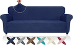 ZNSAYOTX Oversized Super Stretch Couch Cover (92"-115"), New Striped Sofa Covers Comfortable & Durable, Dog Cat Pets Friendly Extra Large Spandex Sofa Slipcovers (Navy Blue, XL Sofa)