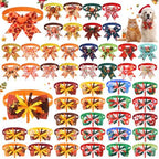 Huhumy 50 Pcs Fall Thanksgiving Dog Bow Ties Christmas Dog Collars Bulk by Huhumy