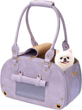 Dog Carrier Purse, Pet Bag, Waterproof Premium Leather Pet Travel Portable Bags for Cat and Small Dog Home & Outdoor Small Purple