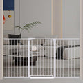 Fairy Baby 38" Extra Tall Baby Pet Gate for Stairs,70.9"-76.3" Extra Wide Long Dog Gate for the House, Metal Auto Close Pressure Mounted Safety Child Gate, Tension Baby Gate Barrier No Climb, White