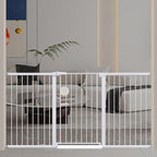 Fairy Baby 38" Extra Tall Baby Pet Gate for Stairs,70.9"-76.3" Extra Wide Long Dog Gate for the House, Metal Auto Close Pressure Mounted Safety Child Gate, Tension Baby Gate Barrier No Climb, White