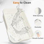 Extra Large Litter Box with Low Entry,Jumbo Cat Litter Box for Kitty and Senior Cats,Cat Box for Indoor Cats,Open Top Corner Litter Pan,Easy to Clean,23.6" L x 15.7" W x 5.9" H (White)