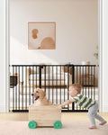 keny 29"-55" Extra Wide Baby Gate, Pressure Mounted No Drilling Dog Gate | for Stairs Doorways, Easy Walk Through Safety Gate for Babies or Pets, 30" Tall, Black