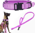 Tactical Dog Collar and Leash Set for Large Dogs with Control Handle,Purple | 1000D Heavy-Duty Nylon Fabric,Quick-Release Metal Buckle,Adjustable Fit,Soft-Padded Webbing,D-Ring,for Training & Hiking,XL