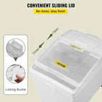 VEVOR Ingredient Bin, 10.5 Gallons Capacity Ingredient Storage Bin, PP Material Flour Bins On Wheels, White Shelf Ingredient Bin with Scoop and Sliding Lid, Commercial Storage Bins 3 Pcs/Set